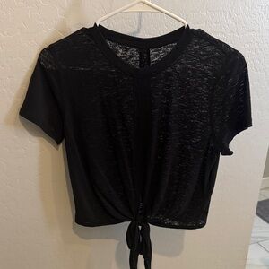 lululemon athletica Black Tie-Front Short Sleeve Tee